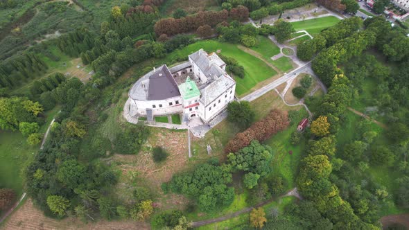 Aerial View of the Ancient Olesko Castle Near Lviv Ukraine