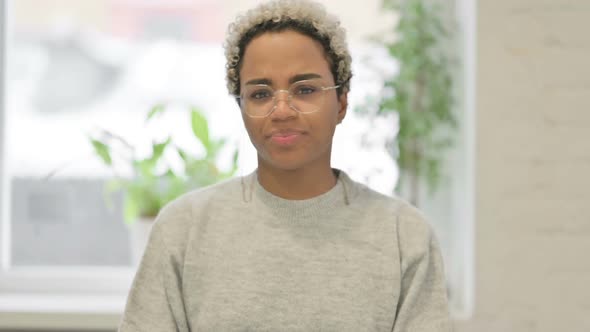 Portrait of African Woman Showing No Sign By Finger Denial alt