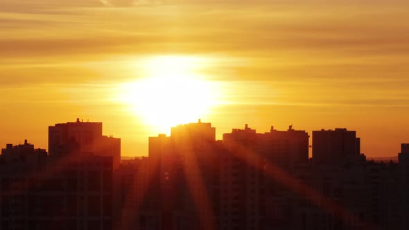 Golden sunset over a sity