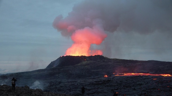 Iceland. Amazing volcanic eruption on the Reykjanes Peninsula in Iceland. alt