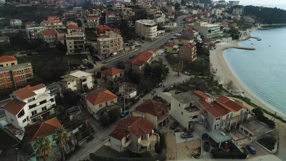 Split, Croatia - Aerial Orbit View Of Beachfront Houses And Apartments alt