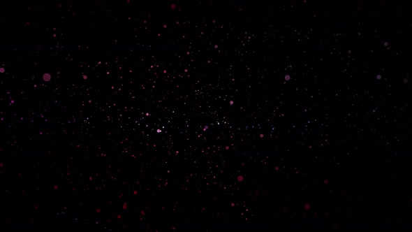 Abstract flying red particles animation.