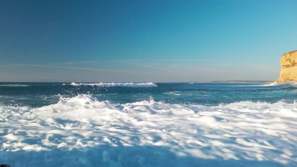 View of the Ocean Waves from Rocky Beach