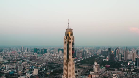 Baiyoke Tower Aerial View in Bangkok in Thailand alt