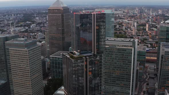 Ascending Footage of Top Part of South Quay Plaza Building alt