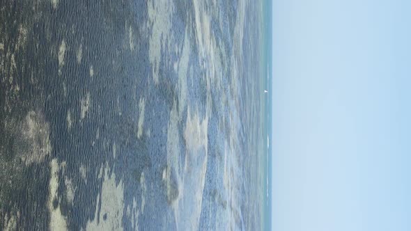 Zanzibar Tanzania  Vertical Video of Low Tide in the Ocean Near the Coast Slow Motion alt