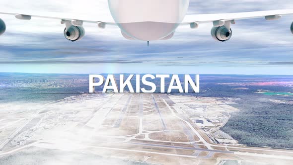 Commercial Airplane Over Clouds Arriving Country Pakistan