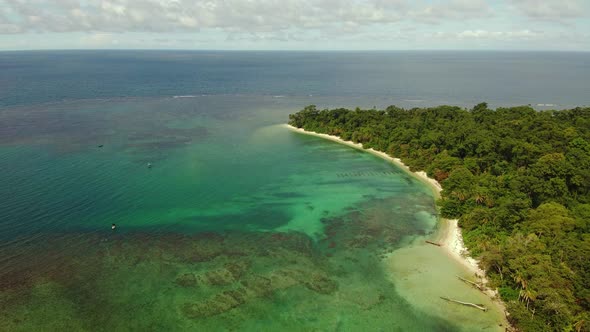 Aerial drone view of Punta Uva At Cahuita, Costa Rica. Tropical Beach. alt