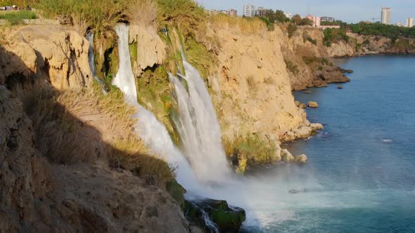 Lower Duden Waterfalls on Mediterranean Sea Coast in Antalya Turkey