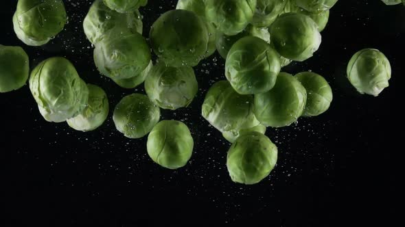 Brussels Sprouts Falling in Water