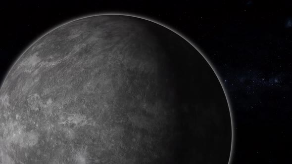 Planet Mercury. Realistic render of mercury and stars. Mercury in space.Vd 1582 alt