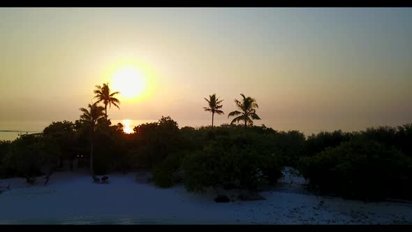 Aerial nature of paradise tourist beach break by blue ocean and white sand background of adventure n alt