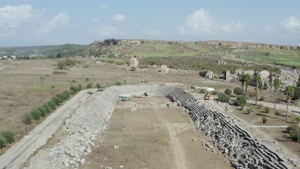 Drone Video of the Ancient Greek Stadium for Chariots alt