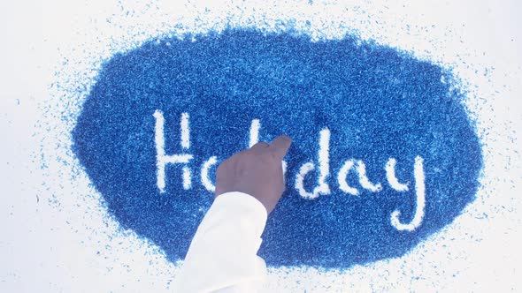 Indian Hand Writes On Blue Holiday