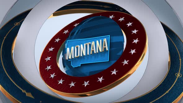 Montana United States of America State Map with Flag 4K