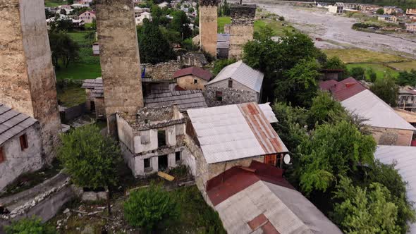 Mestia Village with Typical Tower Houses alt