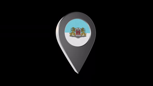 3d Animation Map Navigation Pointer With Flag Of Riga (Latvia) With Alpha Channel - 2K alt