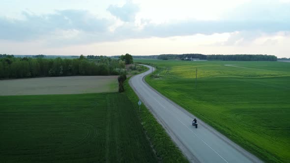 Motorcycle On Countryside Road