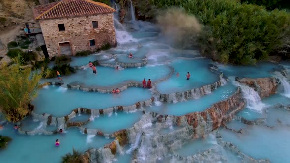 Toscane Italy Natural Spa with Waterfalls and Hot Springs at Saturnia Thermal Baths Grosseto Tuscany alt