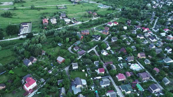 Aerial View of the Village Near the River Ukraine