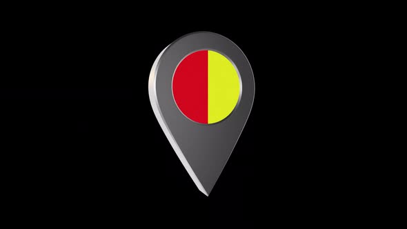 3d Animation Map Navigation Pointer With Flag Of Grenoble (France) With Alpha Channel - 2K alt