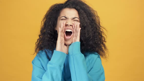 Afro American Woman Shouting 