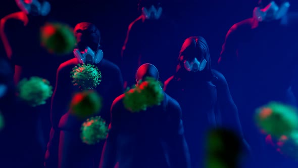 COVID epidemic protection. Group of people wear masks to protect from viruses. alt