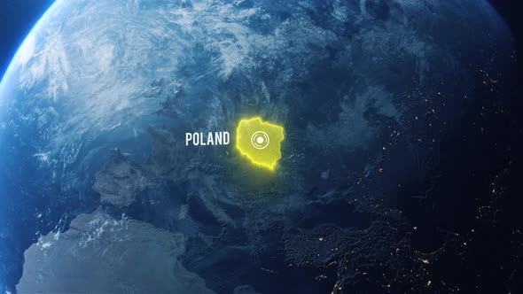 Earh Zoom In Space To Poland Country Alpha Output