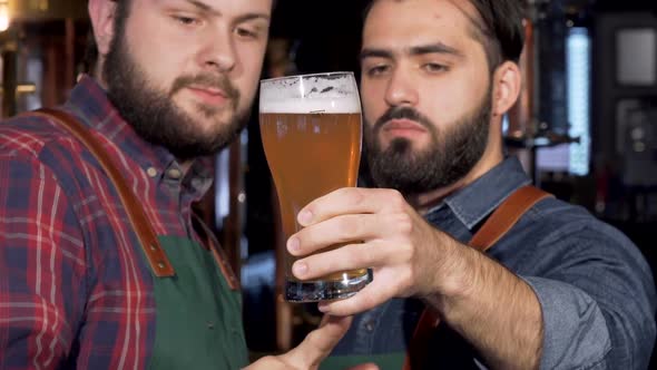Professional Brewers Examining Delicious Craft Beer in a Glass alt