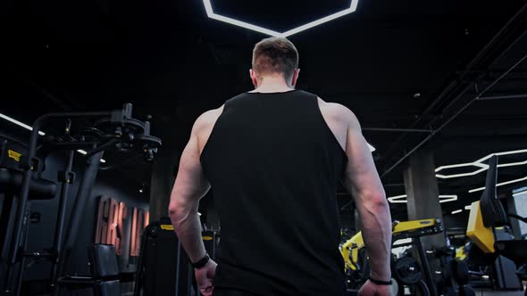 Strong Bodybuilder with Six Pack Perfect Abs Triceps Chest Shoulders in Gym alt