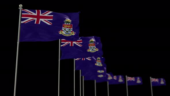 Cayman Islands  Row Flag With Alpha