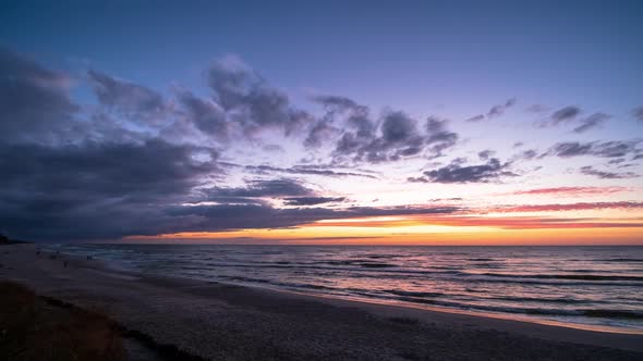 Orange Sunset Over Sea.