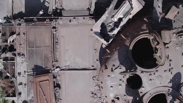 Vertical Video of a Destroyed Russian Military Equipment During the War in Ukraine alt