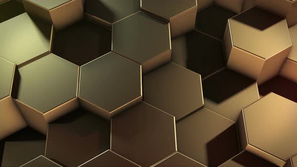Abstract Golden Hexagonal Geometric Surface 