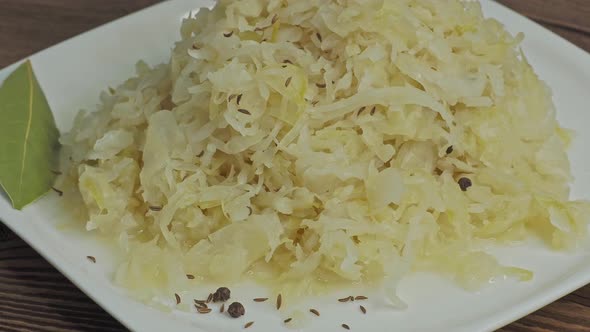 Fermented cabbage. Vegan food. Sauerkraut. Healthy eating concept