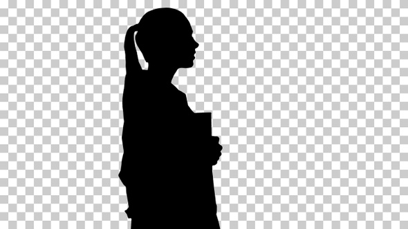Silhouette female doctor walking, Alpha Channel alt