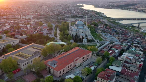 Sunset Aerial istanbul suleymaniye mosque alt