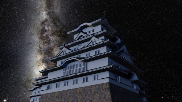 Himeji Castle Milkyway Timelapse alt