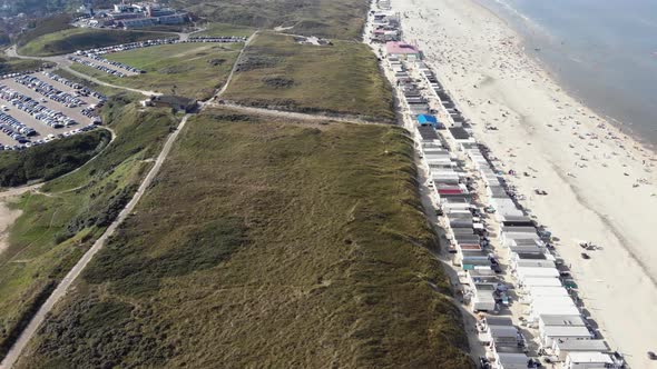 Seascape with houses near the beach in Wijk aan Zee, North Holland, the Netherlands alt