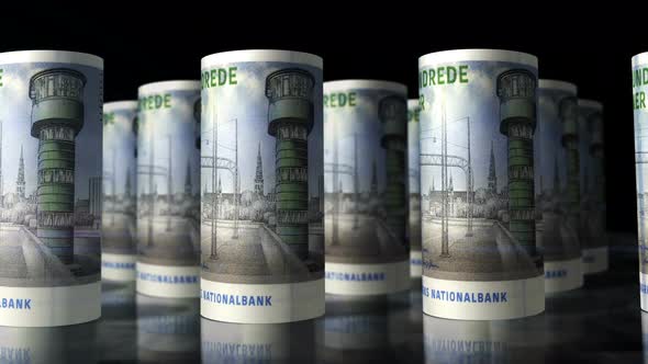 Danish krona money banknotes rolls seamless loop alt