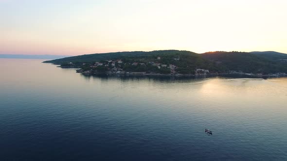 Birds eye view of a hill in the Island of Brac, Croatia alt