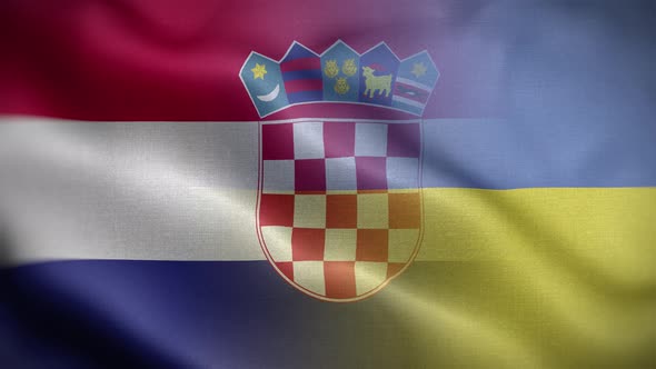 Ukraine Croatia Flag Loop Background 4K