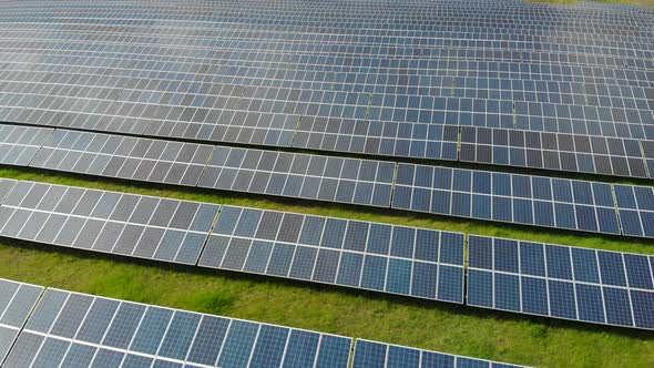 Solar Panels in Rows on the Field