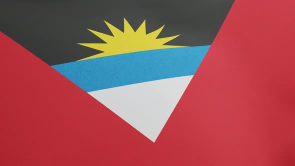National Flag of Antigua and Barbuda Waving Original Size and Colors 3D Render Republic of Antigua alt