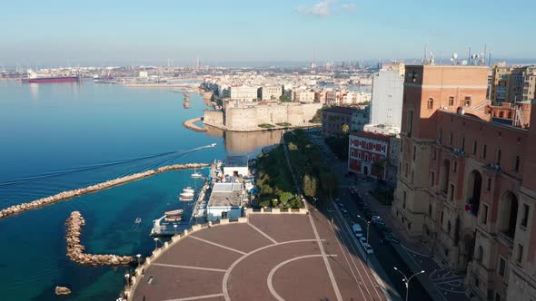 Aerial view of city center square in Taranto