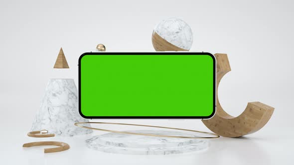 Abstract Green Screen Cellphone Use for Chroma Key Mockup Smart 3d Device Frame alt