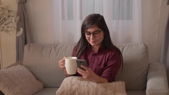 Coffee Relax Phone Entertainment Home Woman Couch alt