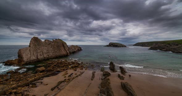 Dramatic View of Playa De La Arnia, Cantabria, Spain