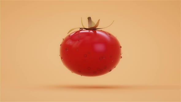 Animation 3D Tomato Spinning in the Air