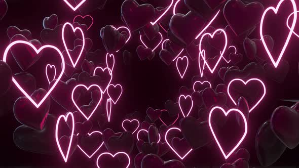 Valentine Heart Neon 01 4k